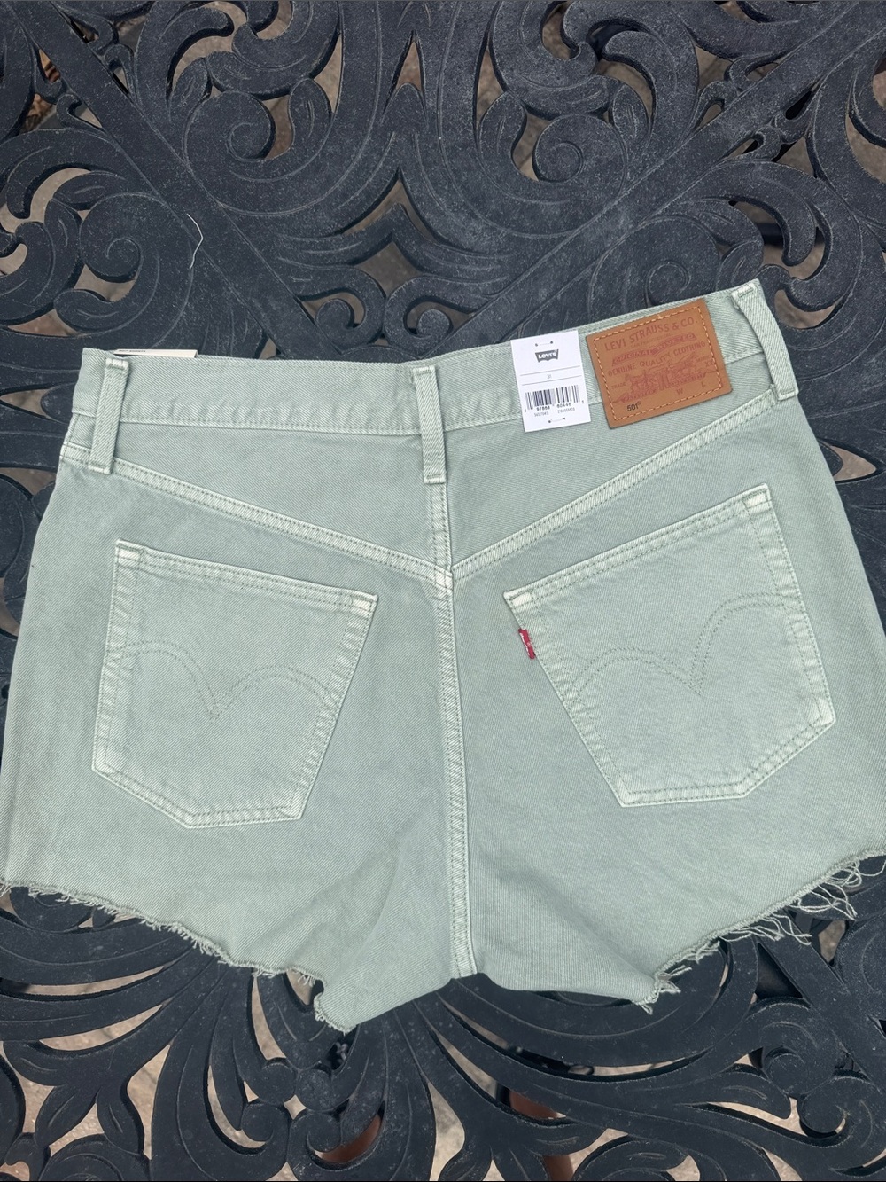 Levi's 501 High Rise Cutoff Jean Shorts Sage Green 31 NWT - Picture 2 of 10